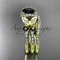 14kt yellow gold diamond butterfly engagement set with a Black Diamond center stone ADLR141S