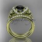 14kt yellow gold diamond butterfly engagement set with a Black Diamond center stone ADLR141S
