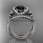 Platinum  diamond butterfly engagement set with a Black Diamond center stone ADLR141S