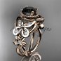 14kt rose gold diamond floral engagement ring with a Black Diamond center stone ADLR136