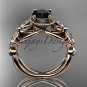 14kt rose gold diamond floral engagement ring with a Black Diamond center stone ADLR136