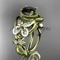 14kt yellow gold diamond floral engagement ring with a Black Diamond center stone ADLR136