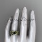 14kt yellow gold diamond floral engagement ring with a Black Diamond center stone ADLR136
