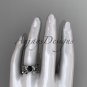 14k white gold diamond engagement ring, engagement set with a Black Diamond center stone ADLR151S
