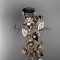 14k rose gold diamond engagement ring, engagement set with a Black Diamond center stone ADLR151S