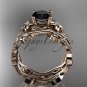 14k rose gold diamond engagement ring, engagement set with a Black Diamond center stone ADLR151S