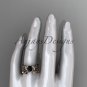 14k rose gold diamond engagement ring, engagement set with a Black Diamond center stone ADLR151S