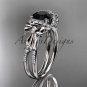 14kt white gold diamond engagement ring, bow ring with a Black Diamond center stone ADER155