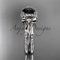 14kt white gold diamond engagement ring, bow ring with a Black Diamond center stone ADER155
