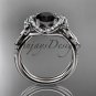 14kt white gold diamond engagement ring, bow ring with a Black Diamond center stone ADER155