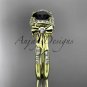 14kt yellow gold diamond unique engagement ring, bow ring with a Black Diamond center stone ADER155