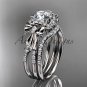14kt white gold diamond unique engagement set, wedding ring, bow ring ADER155S