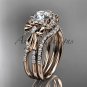 14kt rose gold diamond unique engagement set, wedding ring, bow ring ADER155S