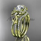 14kt yellow gold diamond unique engagement set, wedding ring, bow ring ADER155S
