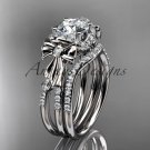 Platinum  diamond unique engagement set, wedding ring, bow ring ADER155S