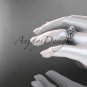 14kt white gold diamond engagement set with a "Forever One" Moissanite center stone ADER155S