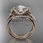 14kt rose gold diamond engagement set with a "Forever One" Moissanite center stone ADER155S