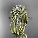 14kt yellow gold diamond engagement set with a "Forever One" Moissanite center stone ADER155S
