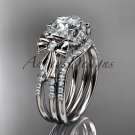 Platinum diamond engagement set with a "Forever One" Moissanite center stone ADER155S