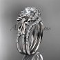 Platinum diamond engagement set with a "Forever One" Moissanite center stone ADER155S