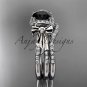 14kt white gold diamond engagement set, bow ring with a Black Diamond center stone ADER155S