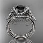 14kt white gold diamond engagement set, bow ring with a Black Diamond center stone ADER155S