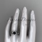 14kt white gold diamond engagement set, bow ring with a Black Diamond center stone ADER155S