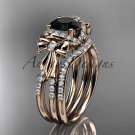 14kt rose gold diamond engagement set, bow ring with a Black Diamond center stone ADER155S