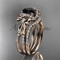 14kt rose gold diamond engagement set, bow ring with a Black Diamond center stone ADER155S