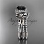 Platinum diamond engagement set, bow ring with a Black Diamond center stone ADER155S