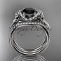 Platinum diamond engagement set, bow ring with a Black Diamond center stone ADER155S