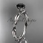 Platinum diamond vine and leaf wedding ring with a Black Diamond center stone ADLR178