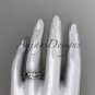 14k white gold diamond vine and leaf wedding ring, engagement set ADLR178S