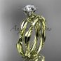 14k yellow gold diamond vine and leaf wedding ring, engagement set ADLR178S