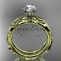 14k yellow gold diamond vine and leaf wedding ring, engagement set ADLR178S