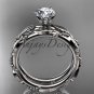 Platinum diamond vine and leaf wedding ring, engagement set ADLR178S