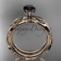 14k rose gold diamond wedding ring, engagement set with a Black Diamond center stone ADLR178S