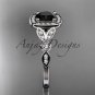 14kt white gold diamond wedding ring, engagement ring with a Black Diamond center stone ADLR179