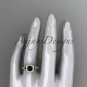 14kt rose gold diamond wedding ring, engagement ring with a Black Diamond center stone ADLR179