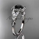 Platinum  diamond wedding ring, engagement ring with a Black Diamond center stone ADLR179