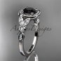 Platinum diamond wedding ring, engagement ring with a Black Diamond center stone ADLR179