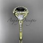 14kt yellow gold diamond engagement ring,wedding ring with a Black Diamond center stone ADLR201