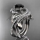 14kt whitw gold diamond engagement set with a Black Diamond center stone ADLR222