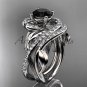14kt whitw gold diamond engagement set with a Black Diamond center stone ADLR222