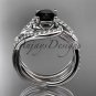 14kt whitw gold diamond engagement set with a Black Diamond center stone ADLR222