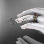 14k rose gold diamond leaf and vine engagement set with a Black Diamond center stone ADLR213S