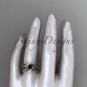 14k rose gold diamond leaf and vine engagement set with a Black Diamond center stone ADLR213S