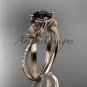 14kt rose gold diamond leaf and vine engagement ring with a Black Diamond center stone ADLR214
