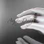 14kt rose gold diamond leaf and vine engagement ring with a Black Diamond center stone ADLR214