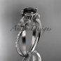 Platinum diamond leaf and vine engagement ring with a Black Diamond center stone ADLR214